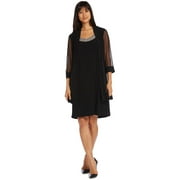 R & M Richards Women's Plus Size Beaded V-Neck Dress And Jacket Dark Purple Size 22
