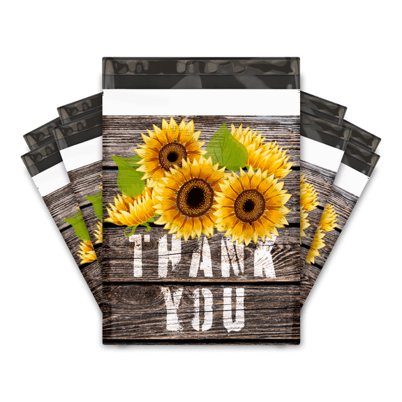 10x13 Sunflower Thank You Poly Mailers Shipping Envelopes Premium Printed Bags