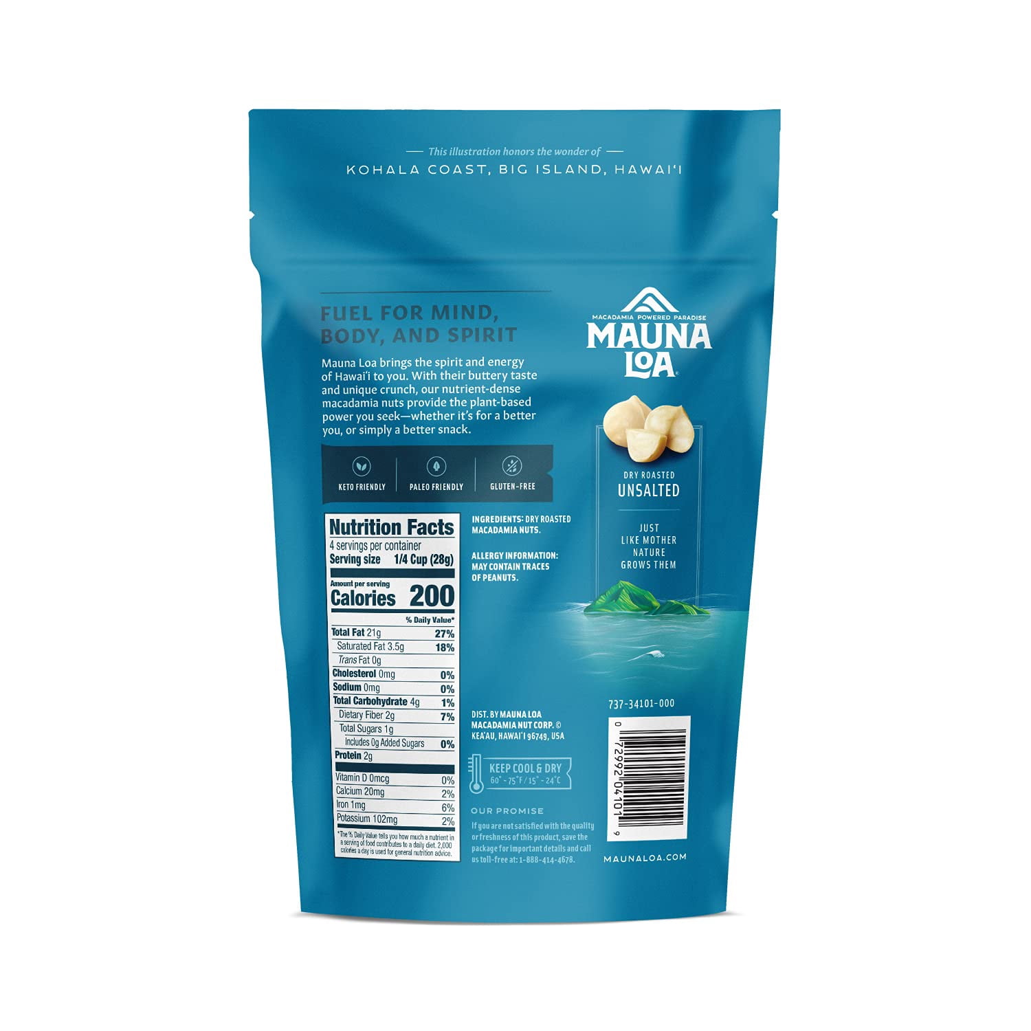 Mauna Loa Premium Hawaiian Roasted Macadamia Nuts, 4 oz Bag (Pack of 6)