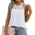 thumbnail image 4 of ALLLIST Spring Tops for Women White Solid Lace Crew Neck Sleeveless Backless Tank Tops Tank Top for Women XL, 4 of 9