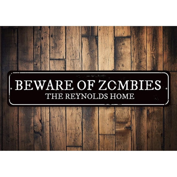 Beware of Zombies Novelty Decor, Metal Wall Sign - 4x18 Inches