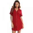 thumbnail image 1 of Monfince Women's Short Sleeve Button Down Nightgown Modal Sleep Dress, Red, US 10-12, 1 of 7