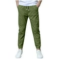 thumbnail image 2 of HOMADLES Boys Sweatpants Joggers Straight Leg Elastic Waist Pants Boys Fleece Lined Pants Outdoor Hiking Winter Warm Thickened Baggy Pants Jogger Pants Green 4 T, 2 of 9