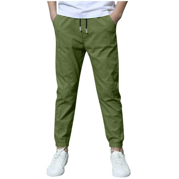 Babcutegg Sweatpants for Kids Casual Fashion Straight Leg Side Pockets Fall and Winter Pants for Kids Green Size 4