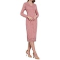thumbnail image 2 of VESTIDO MIDI DE ENCAJE FLORAL CON MANGAS LARGAS TRANSPARENTES Y ESCOTE EN V PARA MUJER INSPIRE CHIC M ROSA, 2 of 5