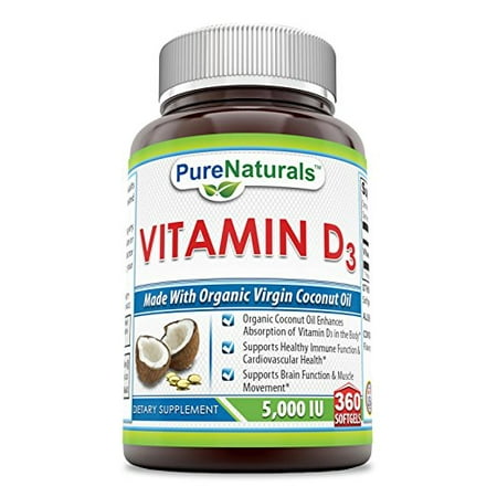 Pure Naturals Vitamin D3 5000 IU 360 Softgels