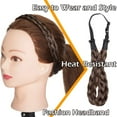thumbnail image 5 of Diadema trenzada de pelo sintético, diadema con trenzas de tamaño mediano para mujeres, señoras y niñas, accesorio de belleza, granate y marrón ceniza, 5 of 5