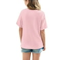 thumbnail image 7 of Ohufall Cotton Top T-Shirt for Middle and Large Children Girls Fashion Casual Solid Color Loose Short Sleeve Tops Round Neck Tops,5-15 Years, 7 of 7