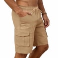 thumbnail image 6 of LMOIPLI Cargo Shorts for Men Stretch Waist Casual Lightweight Relaxed Fit Hiking Outdoor Drawstring Work Shorts with Multi Pockets Khaki L, 6 of 7