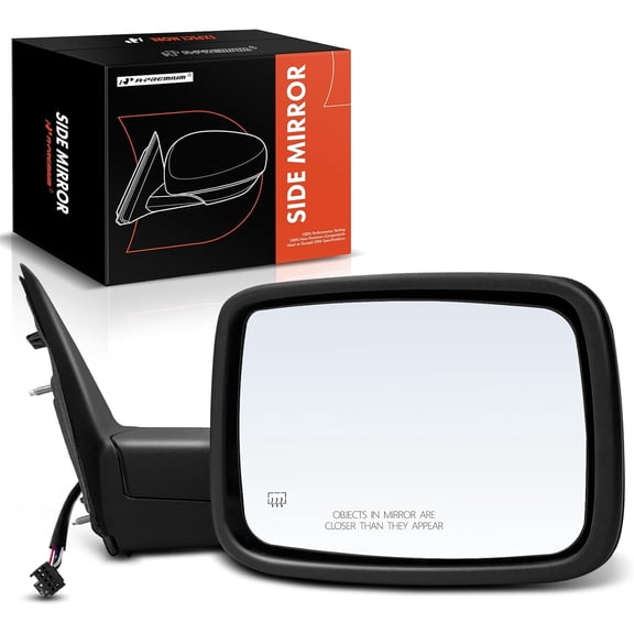 A-Premium Passenger Side Power Door Mirror - Compatible with Ram 1500 2014-2018, 1500 Classic 2019-2022, 2500 2013-2018 - Heated Manual Folding Textured Black - Replace# 55372066AS