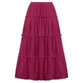 thumbnail image 3 of Homenesgenics Skirt for Women Long Fashion Women Casual High Waist Solid Long Ankle Pleated Skirt Red L, 3 of 4