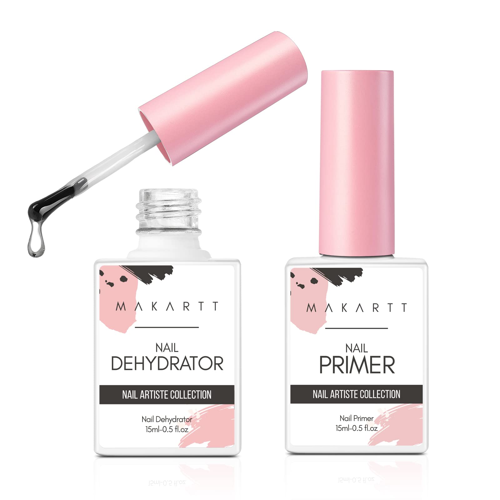 Makartt Nail Primer and Nail Dehydrator Set,Air Dry Professional Long-Lasting Nail Prep Nail Primer 0.5fl.oz