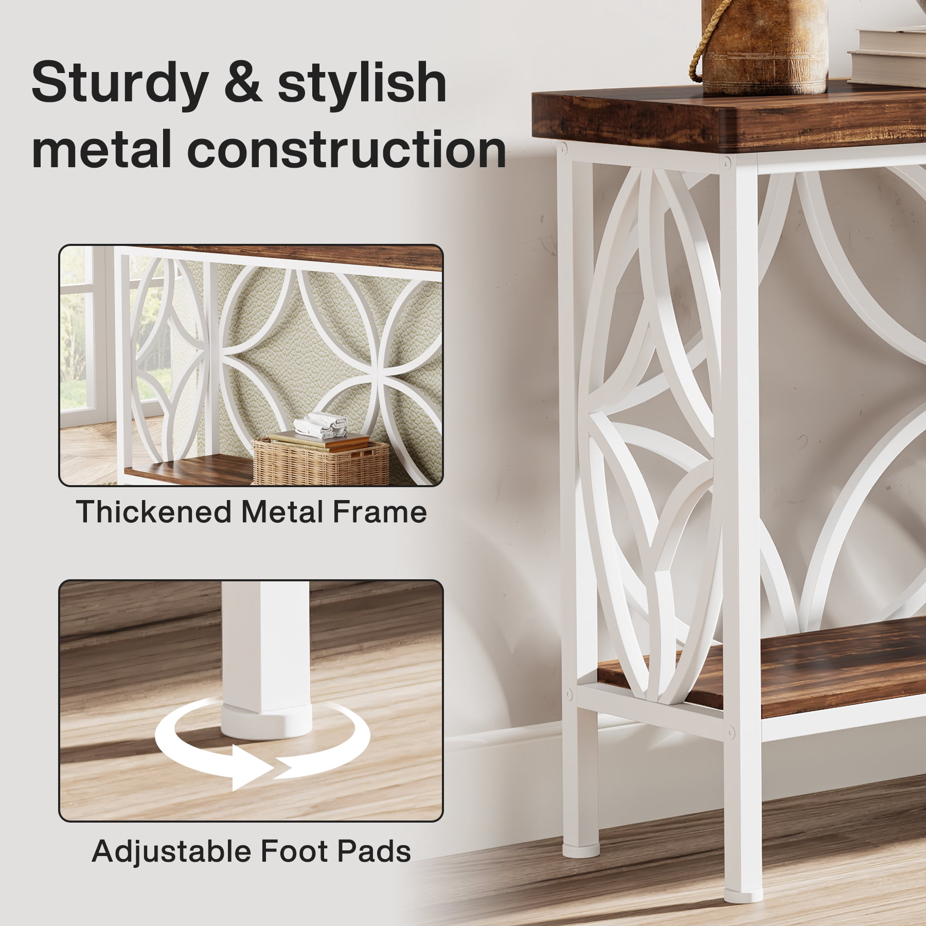 Tribesigns 70.9" Industrial Long Console Table, Narrow Sofa Table Behind Couch, Entrance Console Table with Storage for Hallway, Living Room, Entryway