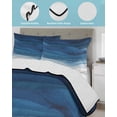 thumbnail image 4 of Quilts Twin Size, Navy Blue Ombre Soft Comforter Bedding Set for Bed, Abstract Modern Stripe Waves Moires Lightweight Quilted Bedspread with Pillow Cover(2 Pieces) for All Season, 68x86 Inch, 4 of 6