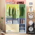 thumbnail image 4 of ANPOO Mid-Century Modern Fluted Bedroom Armoire, 3 Door Freestanding Wardrobe Closet with Mirrors, Motion Sensor LED Lights, 70.3" Tall Wooden Storage Cabinet with Drawers & Shelves, White, 4 of 9