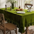 thumbnail image 3 of Velvet Table Cloth with Decorative Ruffle Edge Luxurious Soft Washable Rectangular Tablecloth Thick Wrinkle-Resistant Oblong Table Cover for Kitchen Dining Party Wedding 140*180cm Olive Green, 3 of 5