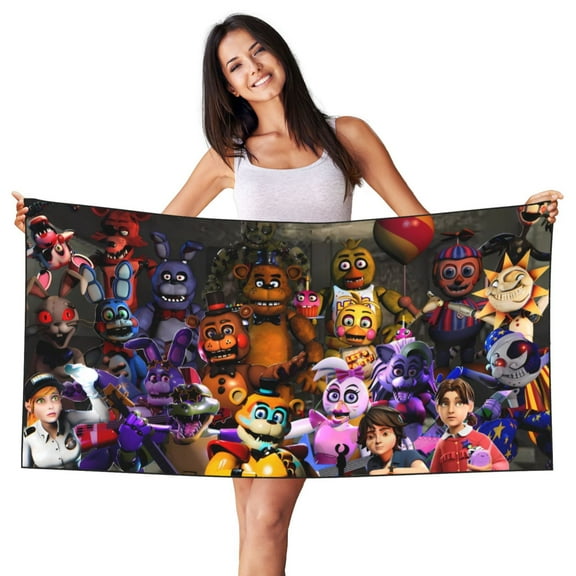 Saiise Five Nights At Freddy'S Print Beach Towel - Quick Dry Towel,Sand Free Beach Towel, Compact Travel Beach Towel,Lightweight Beach Towel, Large Beach Towel (55” x 27.7”)