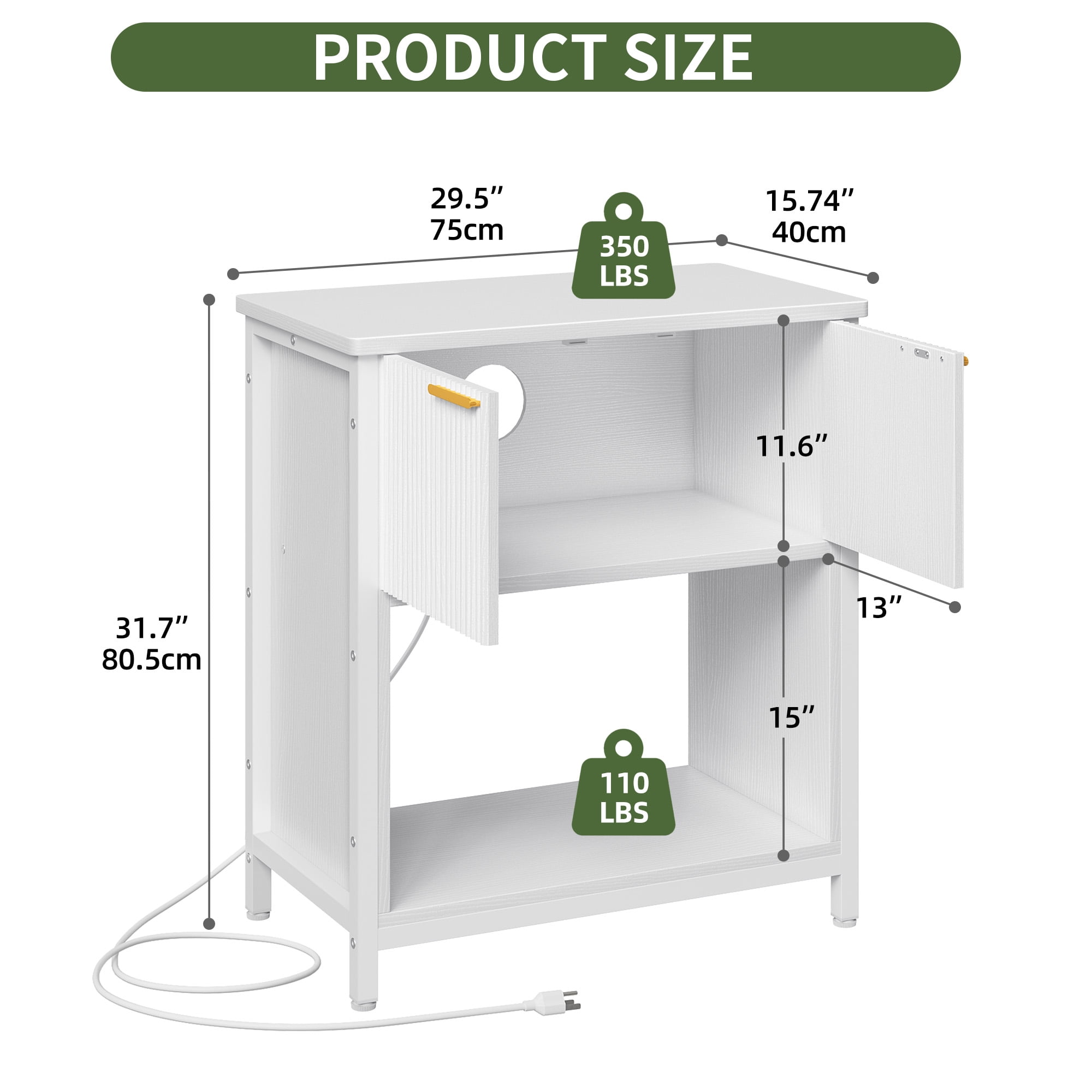 Uforic Heavy Duty Metal Aquarium Stand with Power Outlets, 20-30 Gallon Fish Tank Stand, Turtle Tank, Reptile Terrarium with Cabinet, 680LBS Capacity-White