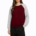 thumbnail image 4 of Enjoytime Women Sweatshirt Patchwork Long Sleeve Pullover Tops Fall Winter Fleece Casual Crew Neck Sweatshirts with Pockets, 4 of 7