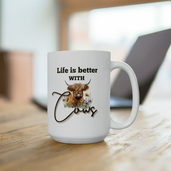 Life is Better Cow Ceramic Mug 15oz