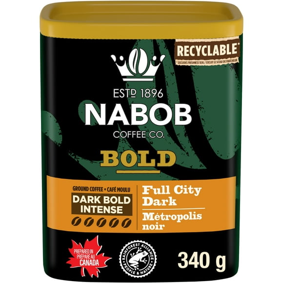 Nabob Dark Bold Roast Full City Dark Ground Coffee, 340g Canister, 340g