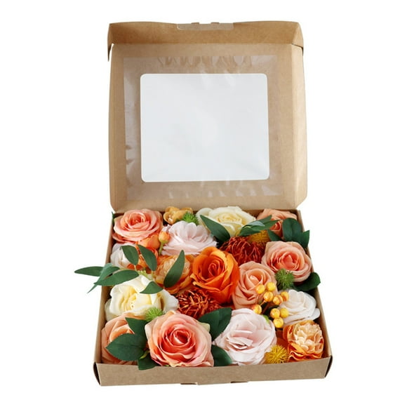 Artisanal Orange Blooms, Multi Use Artificial Flowers for Unforgettable DIY Wedding Decor, Table Chair Enhancements, Bridal Bouquet Crafting, Home Decor Gift Box