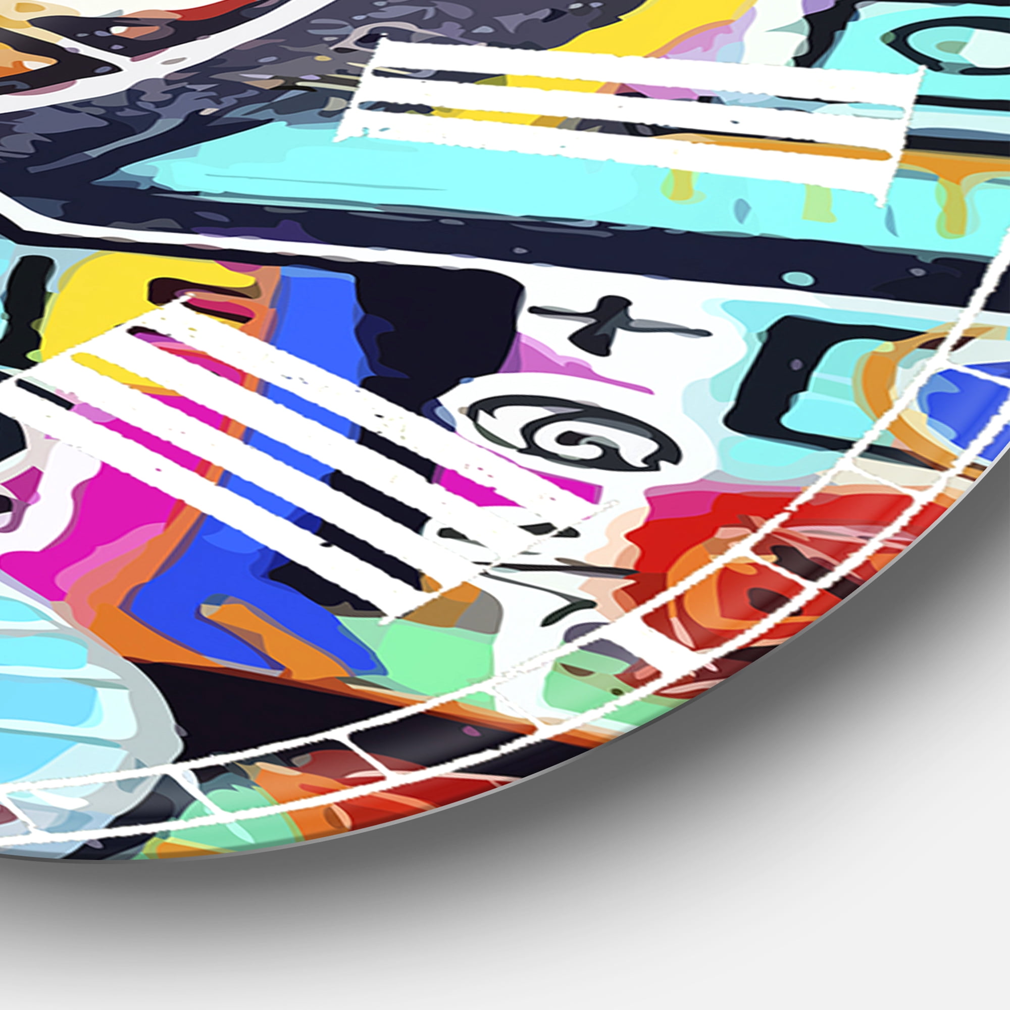 Designart Oversized Multicolor Analog Round Modern Wall Clocks, CLM25058-C23
