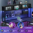 thumbnail image 5 of L Shaped Desk with Power Outlet and Pegboard,  Reversible Gaming Desk with LED Lights, 2 Person Corner Computer Desk for Home Office, Black, 5 of 9