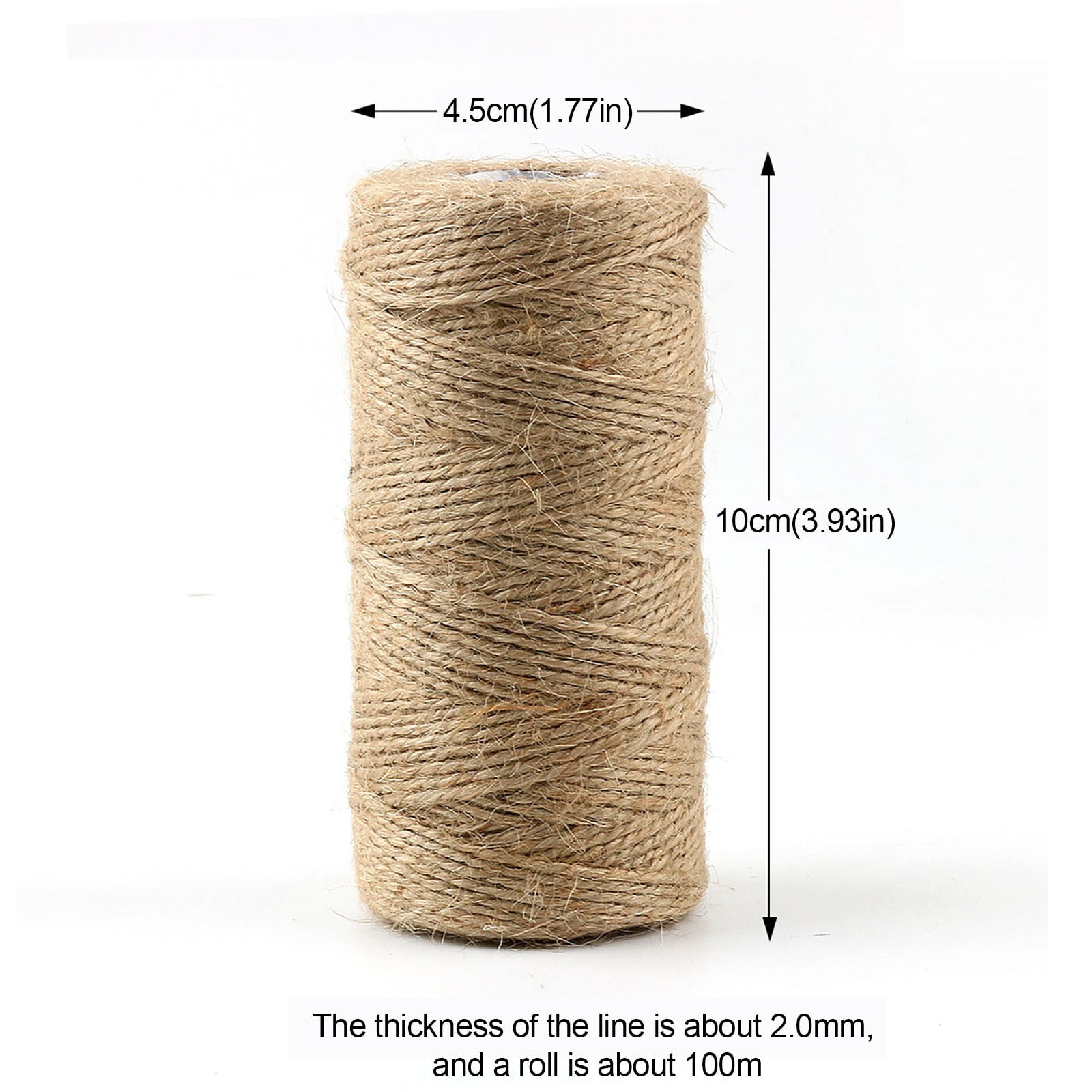 100 Feet Twisted Nautical Rope for Crafts, Thick Hemp Jute Twine, Brown  (5mm) 