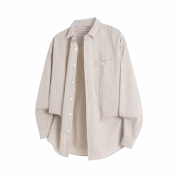 Fengactive Mens Long Sleeve Shirts Fashion Solid Color Button Down Shirt with Pocket Fall Turndown Collar Casual Daily Tee