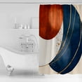thumbnail image 4 of Navy Blue Burnt Orange Shower Curtains for Bathroom Waterproof Fabric Bath Curtains Decor Bath Tub Curtain Modern Boho Art Geometric Decorative Shower Curtain Sets with 12 Hooks, 72x72 Inch, 4 of 6