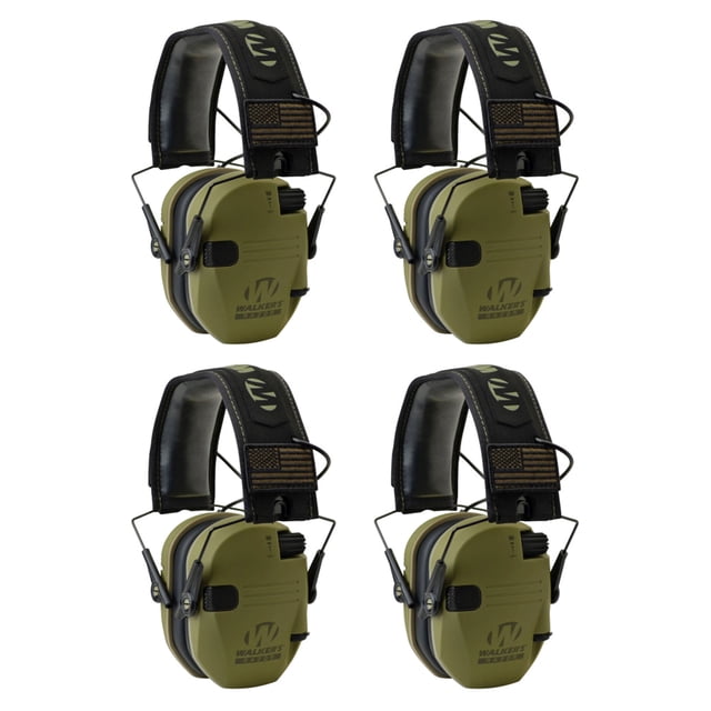 Walkers Razor Slim Electronic Hearing Protection Earmuffs, Green (4 Pack)