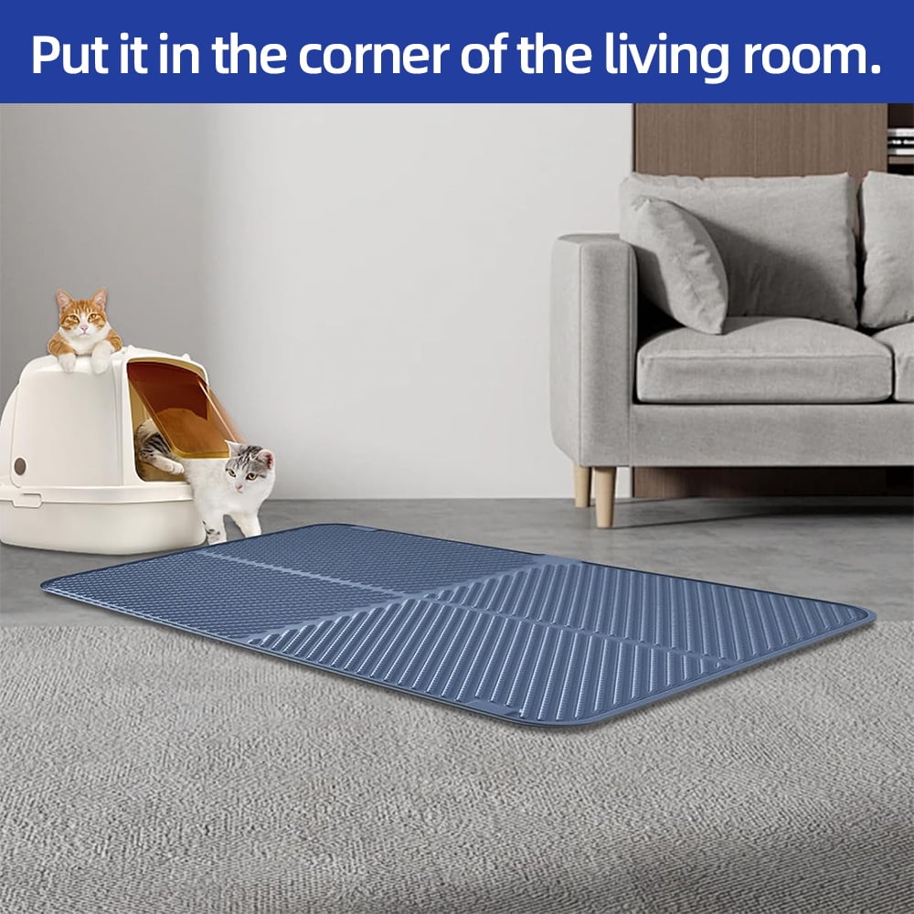 MIDOQIN Silicone Cat Litter Mat, Waterproof Extra Large Litter Trapping Mat, Non-Slip Litter Catcher Mat