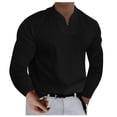 thumbnail image 1 of Men's Casual Solid Color V-Neck Gentleman's Business Long Sleeve T-Shirt XL, 1 of 5