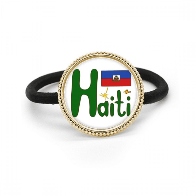 Haiti bandera nacional rojo patron azul Cinta para el pelo de metal plateado y tocado de goma