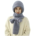 thumbnail image 3 of WREESH Women's 2Pc Windproof Beanie Integrated Ear Protection Cap Scarf 2 In 1, Warm Knitted Hat With Thickening Scarf Gray, 3 of 4