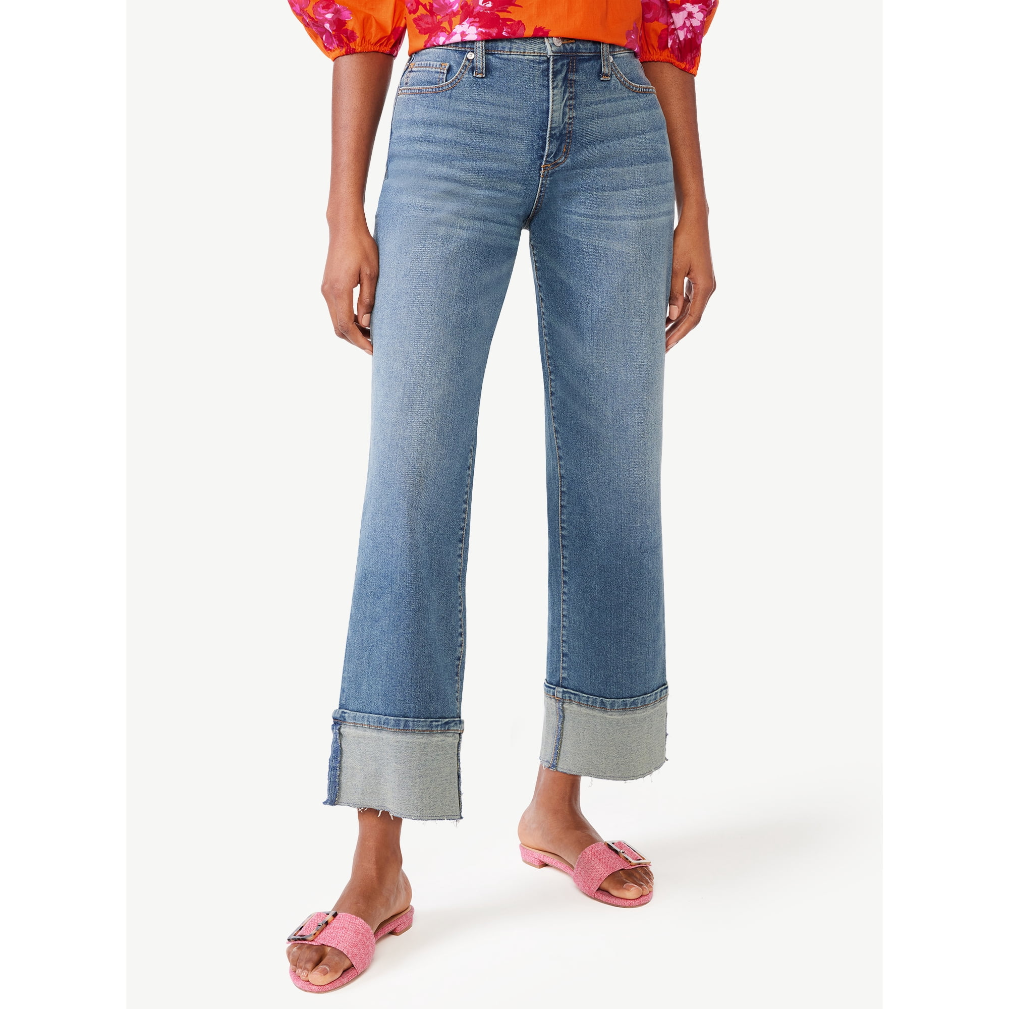 Scoop Women's and Women's Plus Benton Cuffed Ankle Jeans, 25", 27", and 29" Inseams, Sizes 0-26W