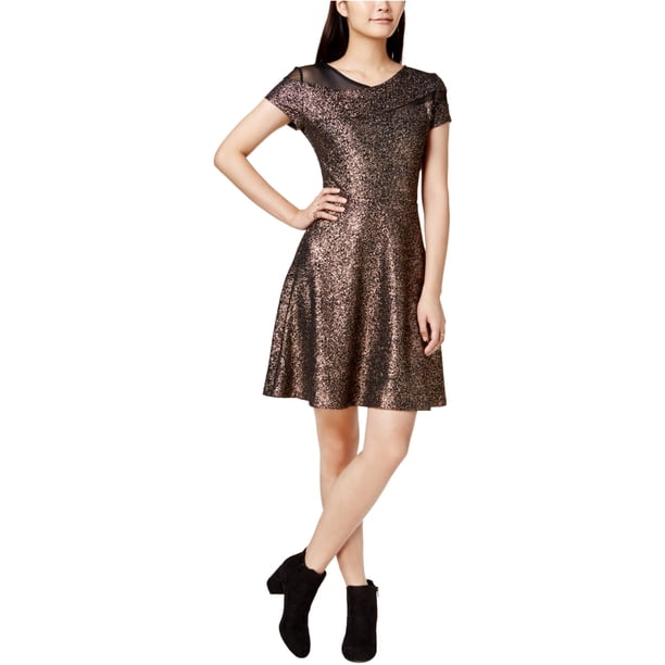 Vestido ajustado y acampanado bar III para mujer, Metálico, XS