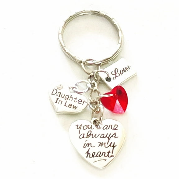 Daughter in Law Silver Charm Keychain Accessories You Are Always in My Heart Gift of Love | Merchandise for Women