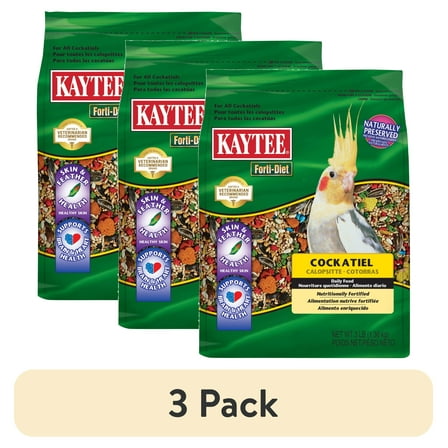 (3 pack) Kaytee Forti-Diet Cockatiel Pet Bird Food Seed, 3 lbs