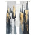 thumbnail image 6 of Grey Yellow Sheer Curtains for Living Room Bedroom Minimalist Style Oil Painted Modern Sheer Curtains 84 Inch Long 2 Panels Set Light Filtering Curtain Window Treatments Drapes for Dining Room, 6 of 6