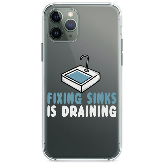 DistinctInk Clear Shockproof Hybrid Case for iPhone 12 MINI (5.4" Screen) - TPU Bumper Acrylic Back Tempered Glass Screen Protector - Fixing Sinks is Draining - Plumbing