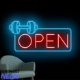 thumbnail image 2 of Handmadetneonsign Gym Fitness Open Neon Sign, Barbell Led Sign, Gym Open Wall Art, Weightlifting Wall Sign Decor 77050, 2 of 5