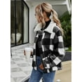 thumbnail image 2 of Chaqueta de mujer con cuello de solapa y botones, chaqueta de polar afelpado, 2 of 5