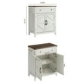 thumbnail image 2 of Farmhouse Kitchen Storage Cabinet, Coffee Bar Station with Drawer & Adjustable Shelf, Modern White Buffet Sideboard with Iron Corner Accents for Living Room, Entryway & Dining Room, 2 of 8