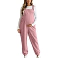 thumbnail image 2 of Women's Maternity Corduroy Sleeveless Overalls Fall Adjustable Strap Cuffed Ankle Fashion Casual Pregnancy Jumpsuit S-XXL, 2 of 7