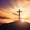 Hilltop Cross Sunset, variant on Elephant Stock Christian Wall Art - Horizontal Multi Panel Canvas - Living Room Wall Decor - Religion And Spirituality Multi Panel - Black And Gray Decor - 24" x 14"