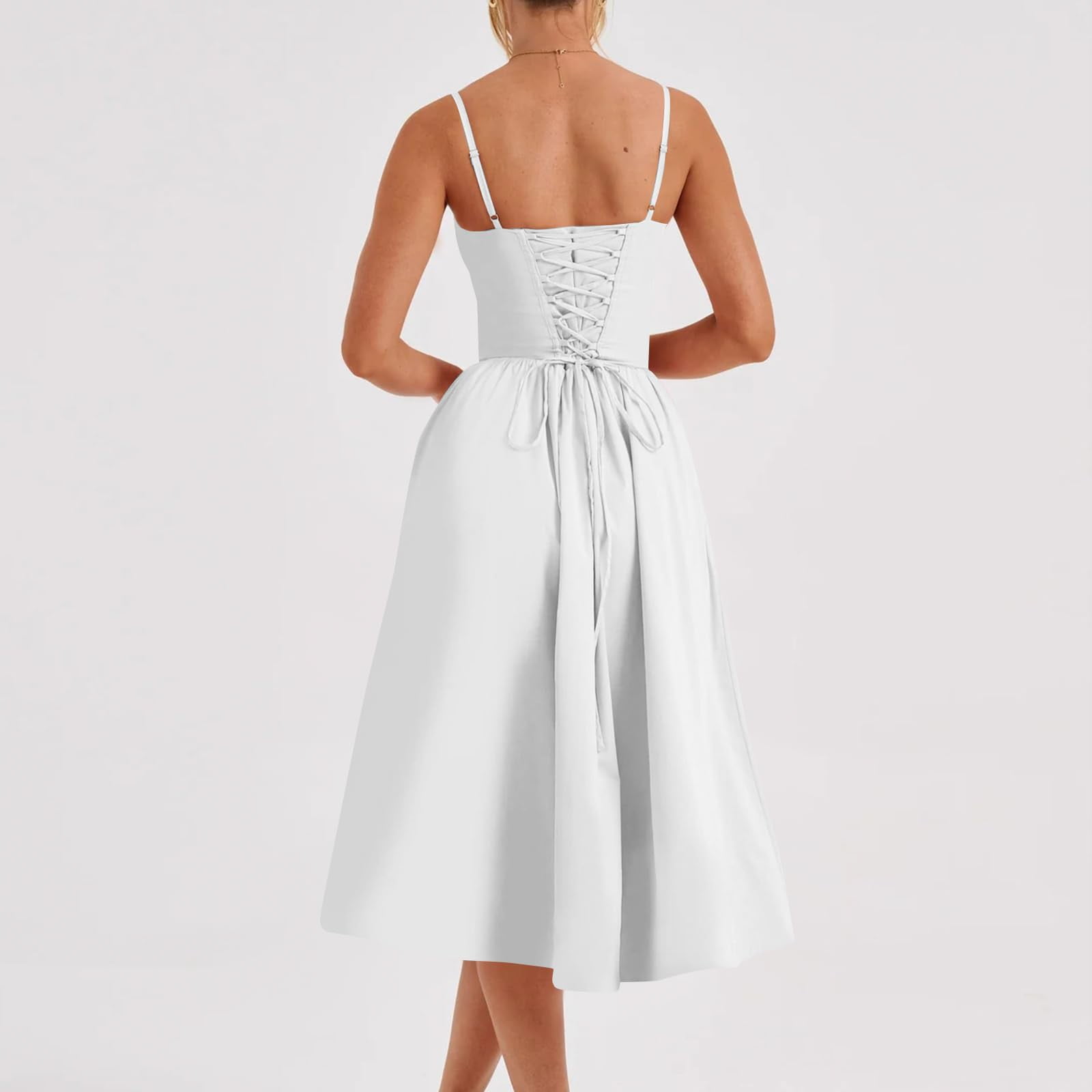 Corset Dress For Women Strap Bustier Midi Dresses Flowy Pleated Hem Elegant  Comfortable Fashionable Stylish Summer Outfit - Walmart.com