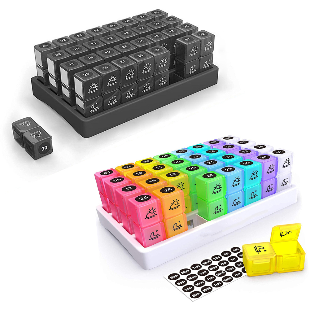 7-Day 32-Compartment Pill Organizer, Portable Weekly Medication Storage Box, BPA-Free Travel Pill Dispenser for Home, Office, and On-the-Go Use