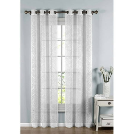 Elena Cotton Blend Burnout Sheer 76 X 96 Grommet Curtain Panel